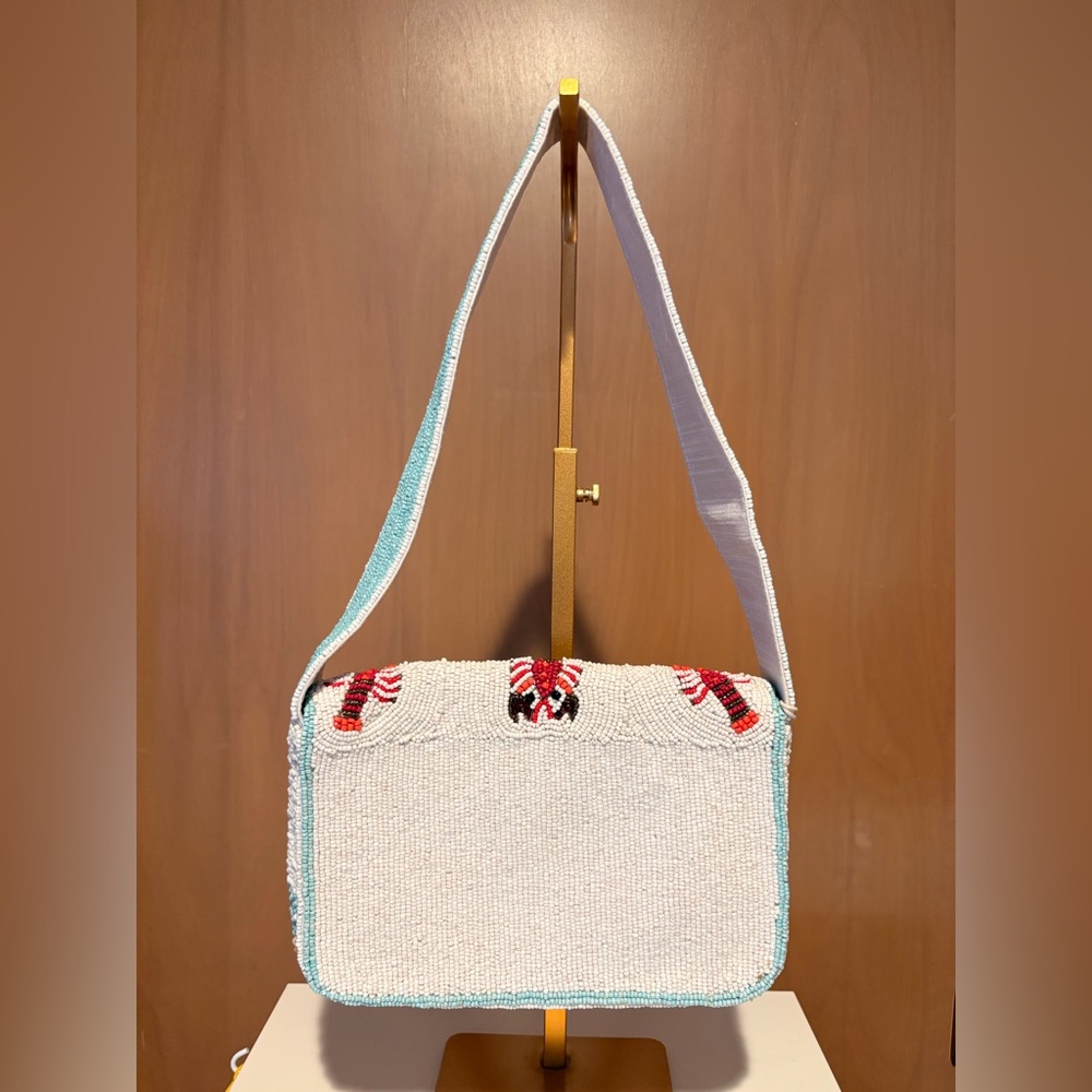 Lobster Beaded Shoulder Bag - White and Red - Picture 3 of 4